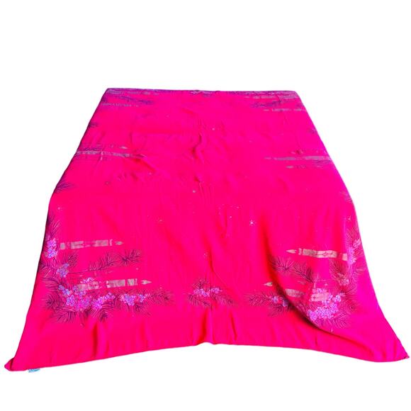 Vtg Christmas CALIFORNIA HAND PRINTS Tablecloth circa 1950s 64" x 51" Red - Picture 1 of 16